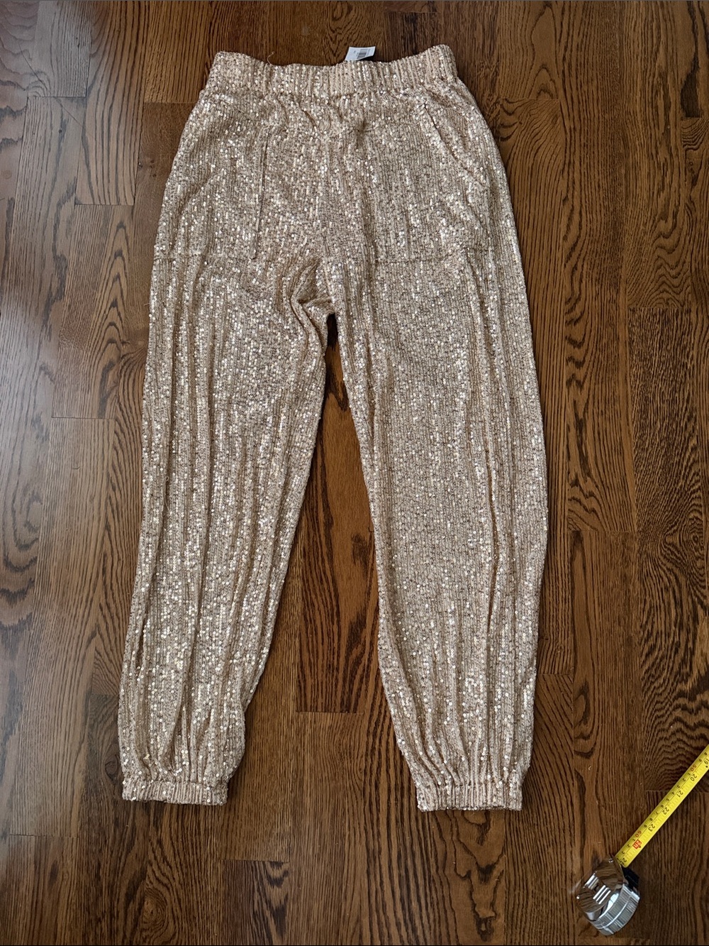 POL Sequin Jogger Pants in Champagne gold medium